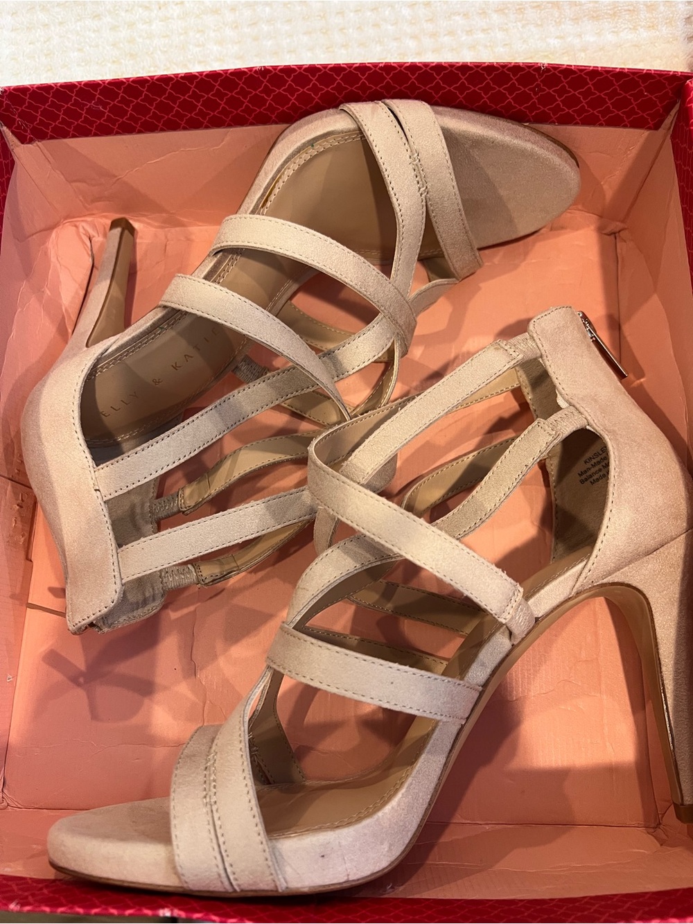 Kelly & Katie Strappy High Heel Sandals in Light Beige
